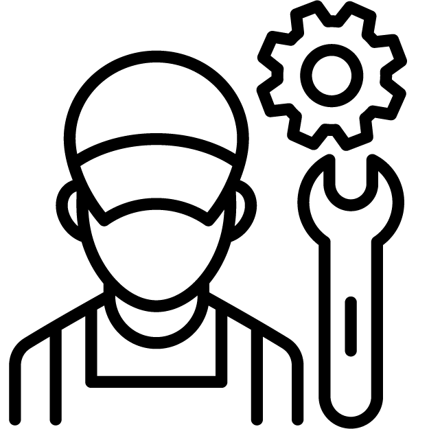 Tradesperson and tools icon for property maintenance